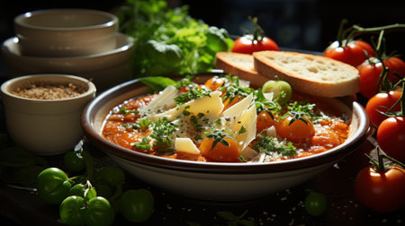 Roasted tomato soup in bowlsの素材