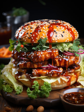 Korean BBQ grilled chicken burgerの素材