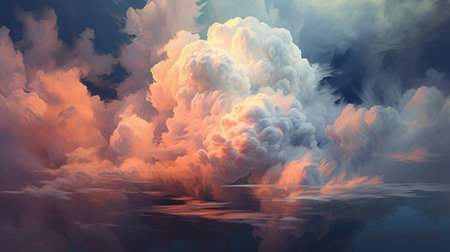 Ethereal Dawn: A Majestic Dance of Clouds and Lightの素材