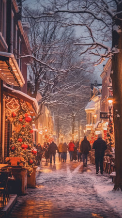 Vintage main street at Christmasの素材