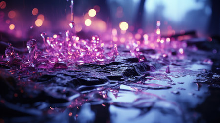 Rain, pink and purple atmosphereの素材
