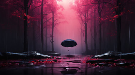 Rain, pink and purple atmosphereの素材