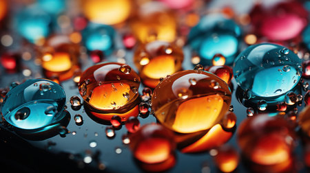 water drops image in popy colorsの素材