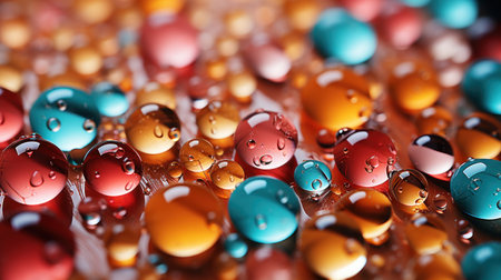 water drops image in popy colorsの素材