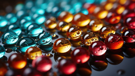 water drops image in popy colorsの素材