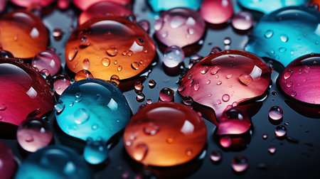 water drops image in popy colorsの素材