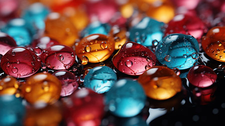 water drops image in popy colorsの素材