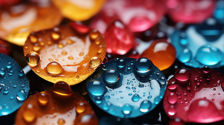 water drops image in popy colorsの素材