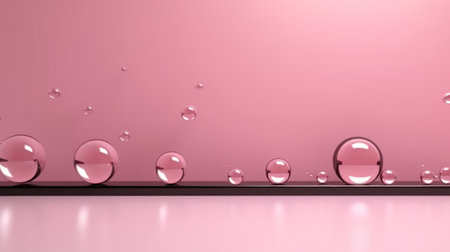 Pink glass wall, minimalist, 3d render, water dropsの素材