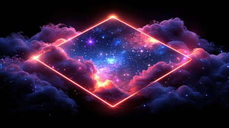 "Cosmic Dance: A Stellar Ballet Amidst Nebulous Clouds"の素材