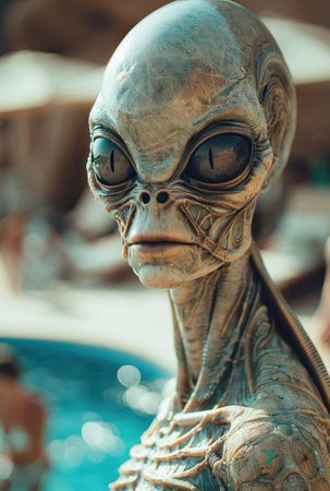 "Mystical Alien Sculpture by the Poolside"の素材
