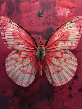 "Majestic Butterfly Amidst Dew Drops Under Moonlight"の素材