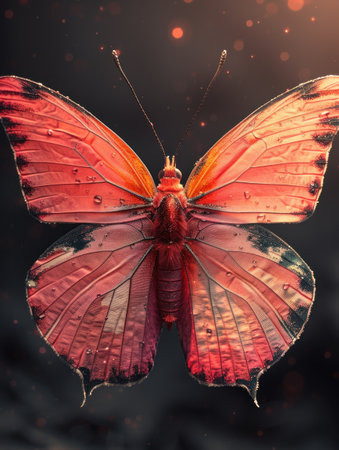 "Majestic Butterfly Amidst Dew Drops Under Moonlight"の素材