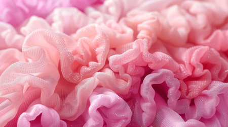 Pink fabric with ruffled texture.の素材
