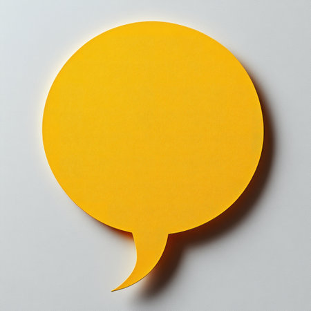 Bright yellow speech bubble invites creativity and engagement.の素材