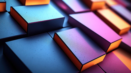 Colorful blocks of various sizes blend together, showing creative design and depth.の素材