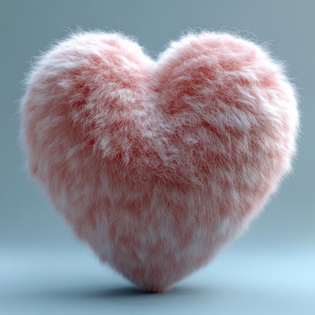 A fluffy pink heart shape rests gently, offering a cozy and loving vibe to the setting.の素材
