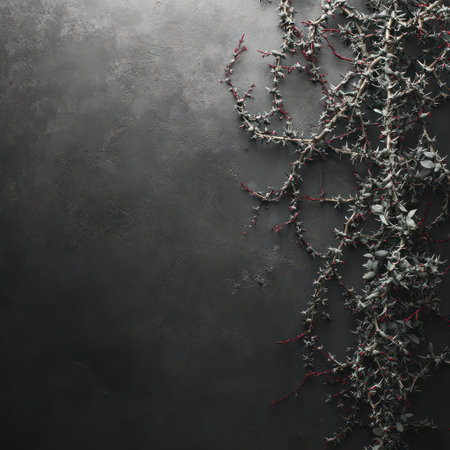 Vines twist gracefully on a textured dark background, highlighting their beauty.の素材