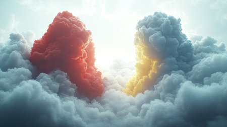 Colorful clouds blend seamlessly at sunrise, showcasing stunning beauty in the sky.の素材