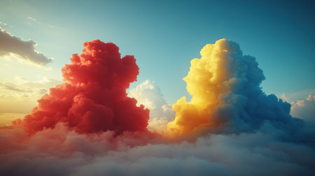 Vibrant clouds form stunning evening sky colors that blend beautifully.の素材