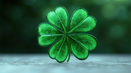 Vibrant green clover stands tall, symbolizing luck and hope in a peaceful garden setting.の素材