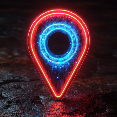 Neon marker glows brilliantly on a dark, textured surface, creating a vivid contrast.の素材