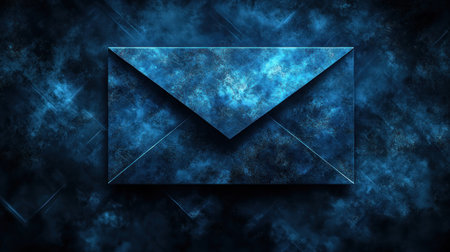 A blue envelope stands out in darkness, suggesting hidden messages and secrets.の素材