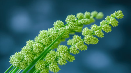 Delicate green spikes of grass bloom, capturing the essence of summer's vibrant beauty.の素材