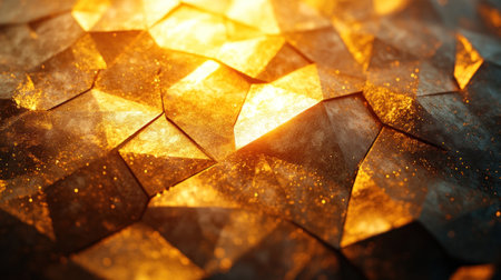 Bright geometric shapes reflect warmth as golden tones dance across the surface.の素材