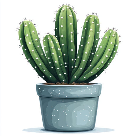 A lush cactus thrives in a stylish pot, bringing life to an indoor space.の素材