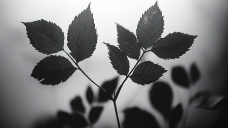 Leaves in soft light beautifully showcase nature's elegance.の素材