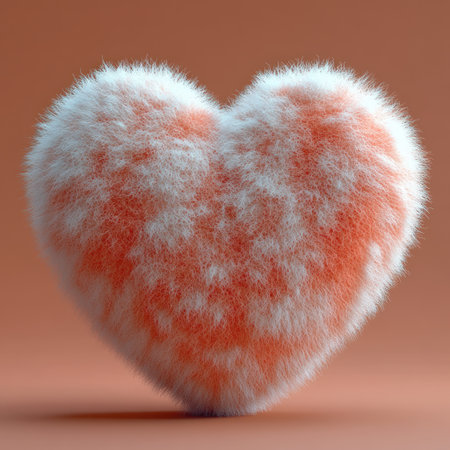 A textured heart crafted with soft fibers brings a cozy feeling of love and comfort.の素材