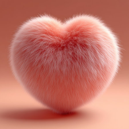A soft pink heart shape with a fluffy texture creates a delightful visual appeal.の素材