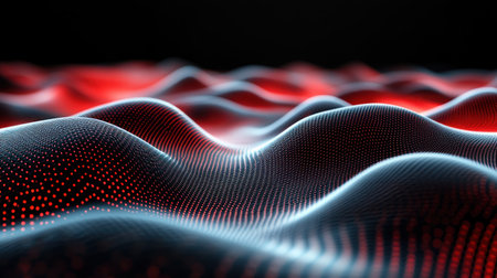 Colorful wave like patterns flow and undulate, creating a mesmerizing visual experience.の素材