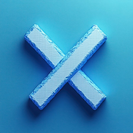 A textured ice blue cross on a vibrant blue backdrop has a modern look.の素材