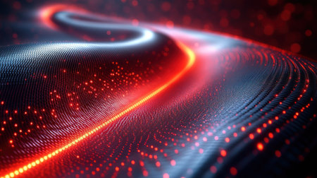 Bright waves of light dance and pulse, creating an enchanting atmosphere in the dark.の素材