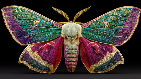 A colorful moth rests elegantly, showing its stunning patterns.の素材