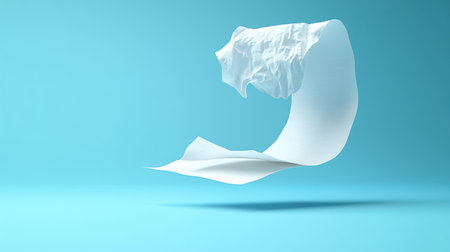 A delicate sheet of white paper swirls in mid air, creating a captivating visual effect.の素材