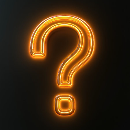 A bright orange question mark stands out against a dark background, sparking intrigue.の素材