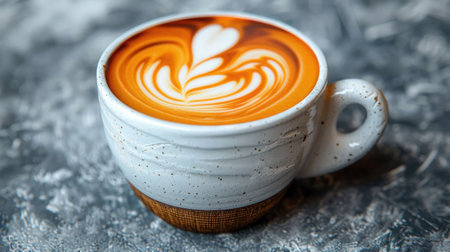 Heart shaped cream swirls in a warm latte invite relaxation and warmthの素材