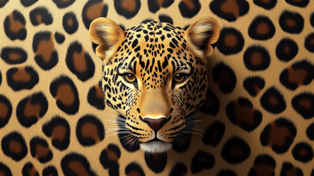 A striking leopard stars intensely, blending harmoniously into its spotted surroundings.の素材