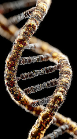 The elegant double helix of DNA showcases the complex beauty of genetic material.の素材