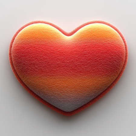 A soft heart shape shows vibrant warm tones of red, orange, and yellow.の素材