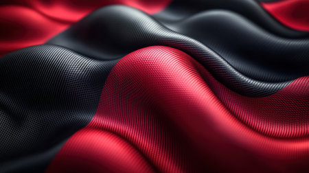 Textured red and black fabric creates a striking sense of movement and depth.の素材