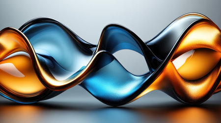 Vibrant glass waves twist gracefully, showing rich colors in a modern artistic display.の素材