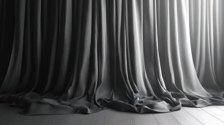 Soft light reveals the gentle folds of dark fabric in a calm and elegant setting.の素材