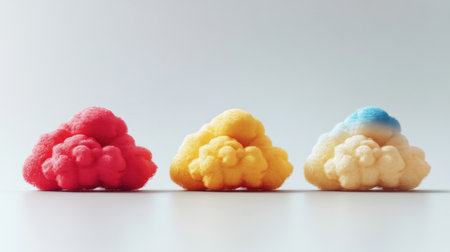 Brightly colored candy shapes resemble fluffy clouds and add joy to the table setting.の素材