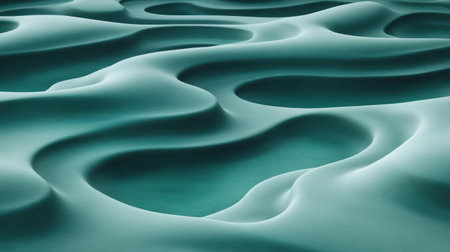 Curved patterns of turquoise form a mesmerizing landscape under soft twilight light.の素材