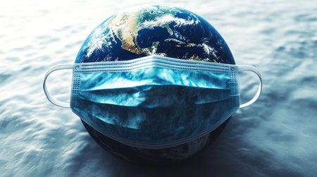 The planet symbolizes the fight against illness while showing resilience and hope.の素材