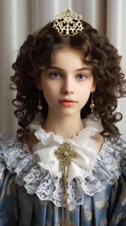 A beautiful girl in a New Year's dressの素材